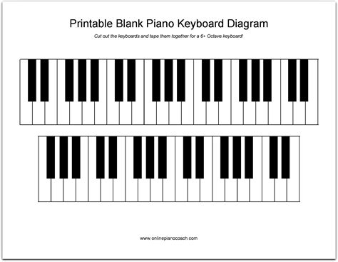 Blank Piano Keyboard Template - Printable Word Searches