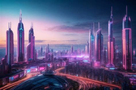 Ultra-Modern Futuristic Cityscape, Created with Generative AI ...