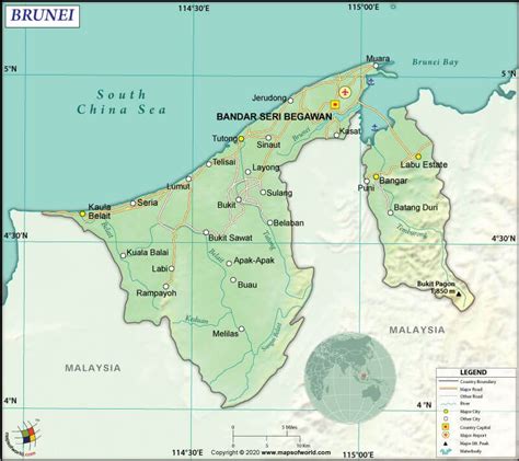 What are the Key Facts of Brunei? | Geography map, Map, Map diagram