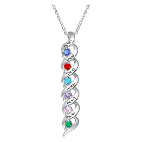 Personalized Birthstone Necklace Engraved Name for Women - Custom ...