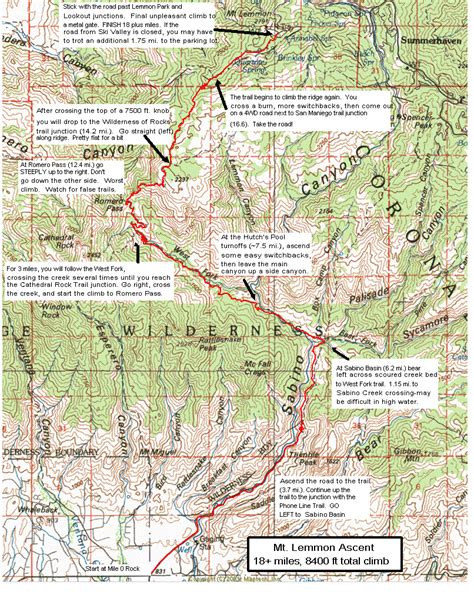 Mount Lemmon Hiking Map - TravelsFinders.Com