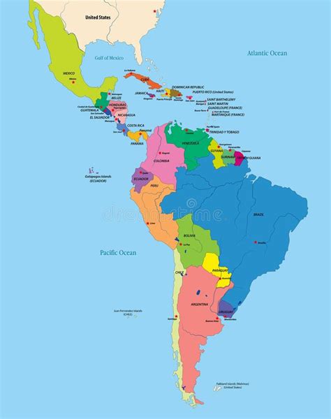 Latin America Political Map Labeled