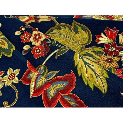 Waverly Inspirations 100% Cotton Duck 45" Width Floral Print Navy Color Sewing Fabric by the ...