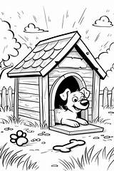 Relaxing In The Doghouse Content Dog Coloring Page With Name And  sketch template