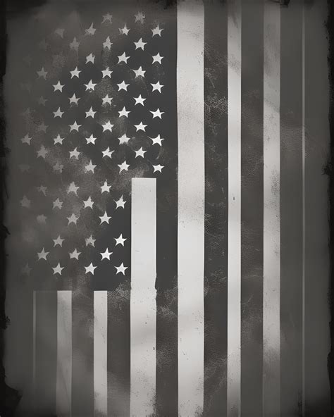 Silhouette American Flag Black and White Rare One of a Kind · Creative Fabrica