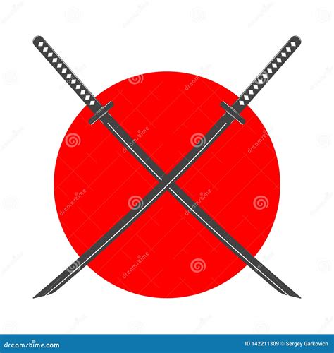Vintage Katana Sword Isolated On White Background. Traditional Japanese Weapon. Vector Flat ...