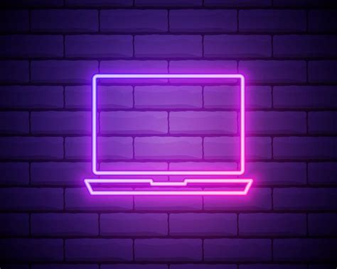 a laptop icon. Elements of Media in neon style icons. Simple icon for websites, web design ...