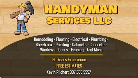 HANDYMAN SERVICES BUSINESS CARD TEMPLATE | Free business card templates, Business card template ...