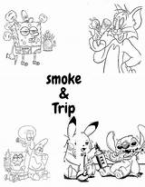 Smoke N Trip Coloring Pages  Etsy sketch template