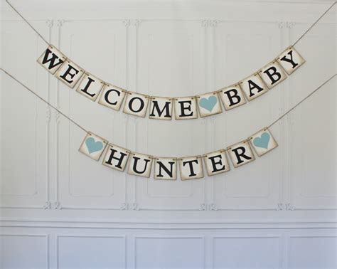 Baby Shower Banner Welcome Baby Banner Rustic Vintage Shabby