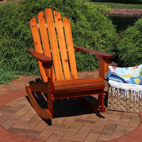Sunnydaze Wood Adirondack Rocking Chair, Outdoor Patio Rocker, Brown - Walmart.com