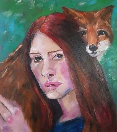 Original Fox Oil Painting Red Fox Art Painting Original Night Sky Fox Wall Art Animal Stars ...
