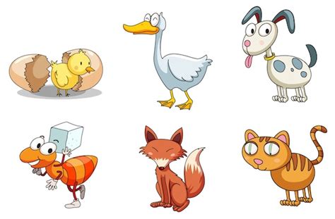 Free Vector | Illustrated group of comical animals