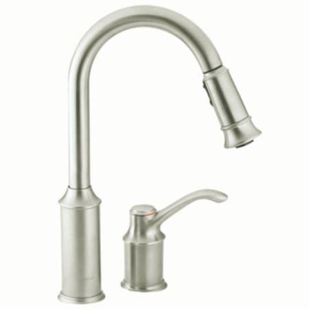 Moen 7590C Chrome Aberdeen Single Handle Pulldown Spray Kitchen Faucet with Reflex Technology ...