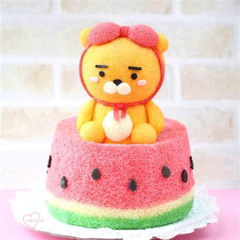 Loving Creations for You: Kakao Friends Ryan on a Watermelon Chiffon Cake