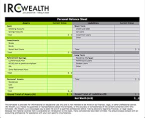 Worksheets — IRC Wealth