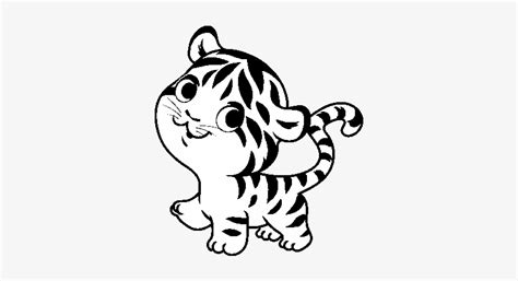 Baby Tiger Coloring Page - Tiger Cartoon Black And White - 600x470 PNG Download - PNGkit