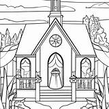 Wedding Chapel Coloring Page · Creative Fabrica sketch template