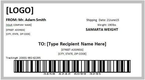 Free Printable Shipping Label Template (Word, PDF) - Excel TMP