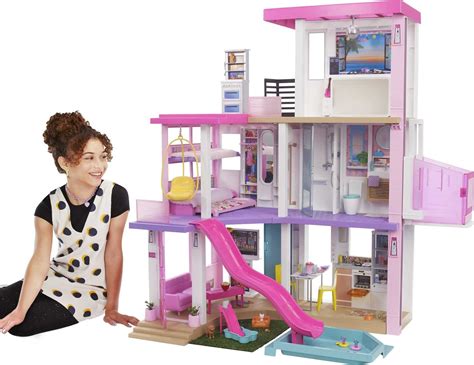 Buy Barbie DreamHouse Dollhouse with 75+ Accessories and Wheelchair Accessible Elevator, 10 Play ...