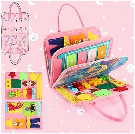 FacaiTree Sensory Busy Board for Toddlers 1-3 Year Old Girl, Baby Airplane Travel Essential for ...