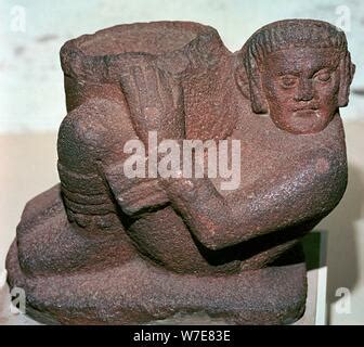 The Mayan rain god Chac, in west court of the Mayan ruins at Copan ...