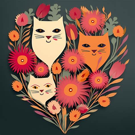 Cartoon Valentine Cat Heart Art Free Stock Photo - Public Domain Pictures