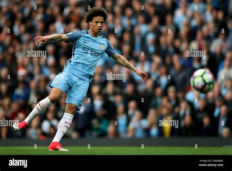 Manchester City's Leroy Sane shoots at goal Stock Photo - Alamy