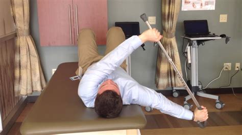 Supine Horizontal Shoulder Abduction and Adduction with cane - YouTube