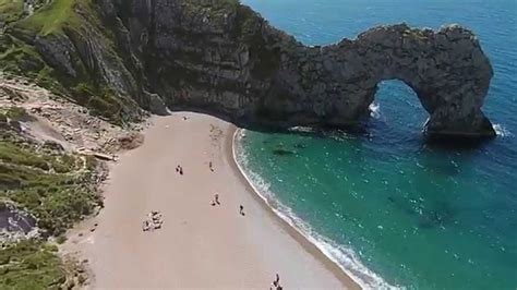 Durdle Door beach with drone DJI Phantom 2+ - YouTube