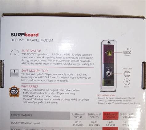 Arris SURFboard DOCSIS 3.0 Cable Modem SB6190 32x8 White Surf Board New NIB 612572210727 | eBay