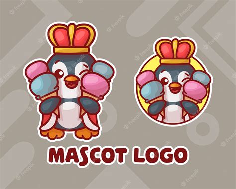 Premium Vector | Set of cute ice cream king penguin mascot logo