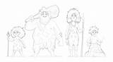 Primitive People Characters Prehistoric Stone Age coloring Page sketch template