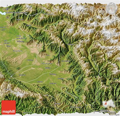 Satellite 3D Map of Anantnag (Kashmir South)