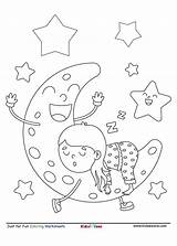 Kid Sleeping On Moon Cartoon coloring Page  KidzeZone sketch template