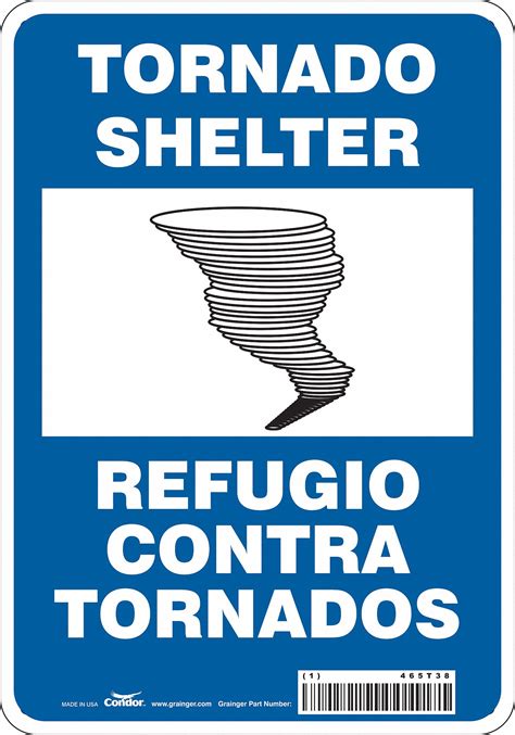 CONDOR Safety Sign, Tornado Shelter / Refugio Contra Tornados, Sign ...