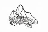 World Landmark Coloring Design Machu Picchu · Creative Fabrica sketch template