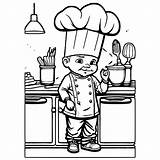 Chef Coloring Page Black And White · Creative Fabrica sketch template