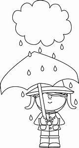 Black And White Girl Under A Rain Cloud Clipart  sketch template