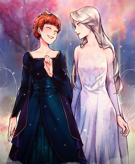 Elsa fifth Element And Anna queen of Arendelle fanart based on the Frozen 2 final outfits ...