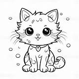 Coloring Cat Cartoon Pages Cute Printable Drawing Print Colouring Cats  sketch template