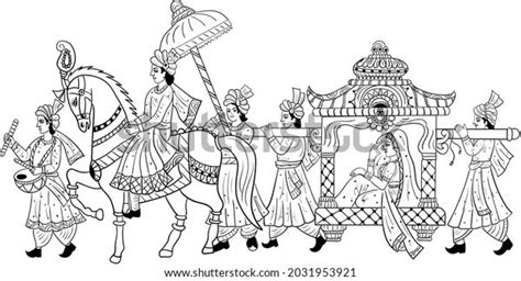 Indian Groom Bride Baraat Bandoli Wedding Stock Vector (Royalty Free) 2031953921 | Shutterstock ...