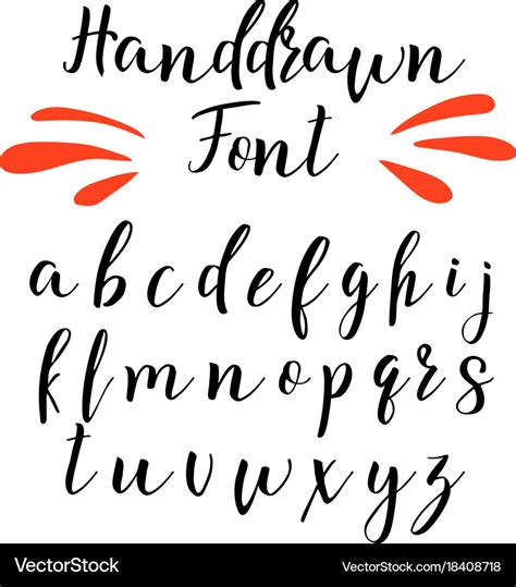 Handwritten calligraphy font alphabet Royalty Free Vector