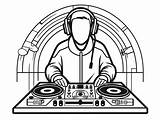 Dj In Action Coloring Page  sketch template