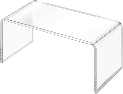 BPA Clear Side Table & Small Coffee Table, Stylish Sofa Table with Rounded Edges, Acrylic ...