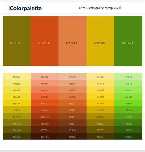 1 Latest Color Schemes with Yukon Gold And Vida Loca Color tone combinations | 2023 | iColorpalette