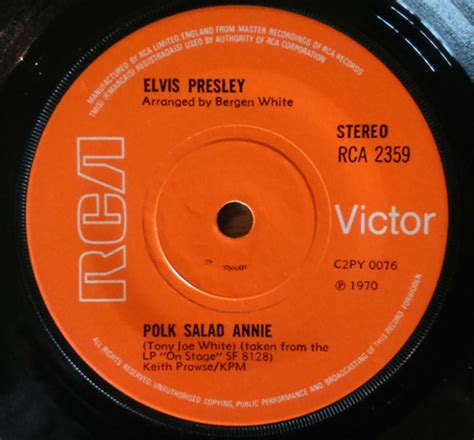 Elvis Presley - Polk Salad Annie (1973, Solid center, Vinyl) | Discogs