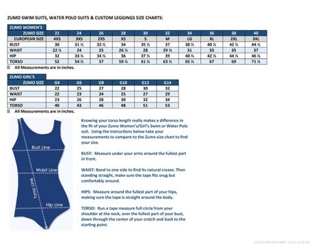 Swimsuit Size Conversion Chart