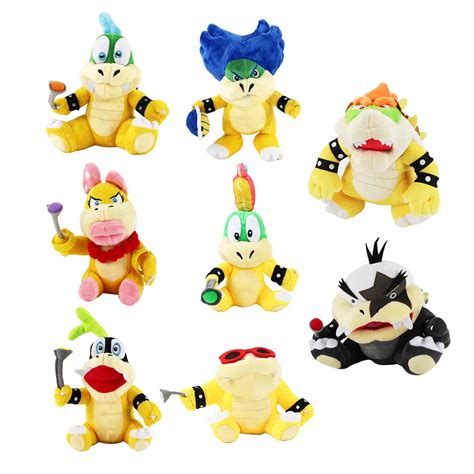 8pcs/set Super Mario Koopalings Plush Toys Wendy LARRY IGGY Ludwig Roy Morton Lemmy bowser O ...