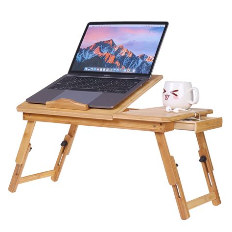 Bamboo Portable Laptop Computer Notebook Desk Table Folding Breakfast Bed Serving Tray Stand w ...
